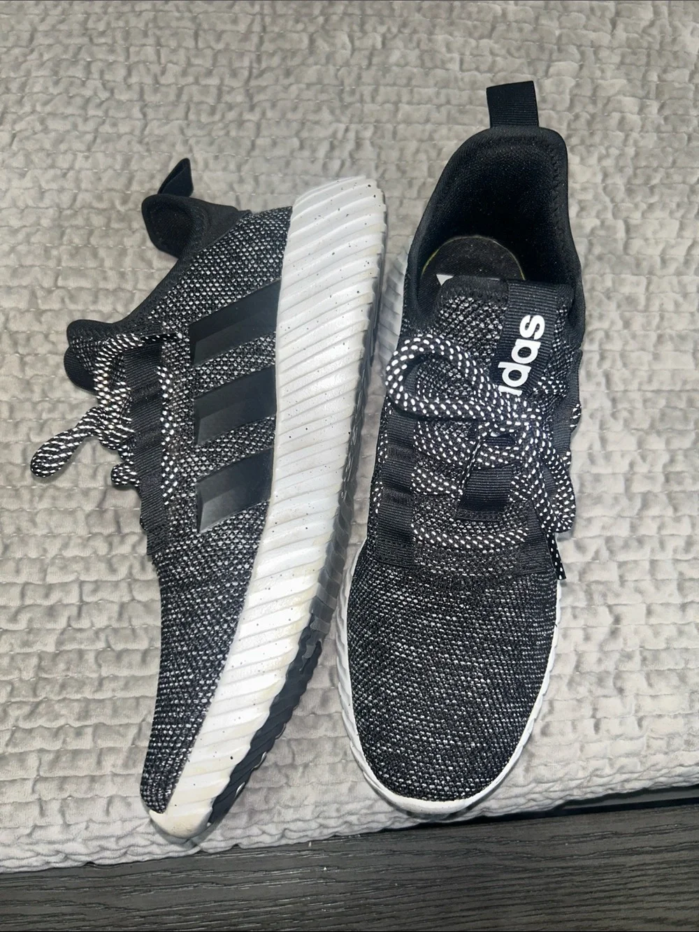 adidas Men's Black and White Knit Sneaker